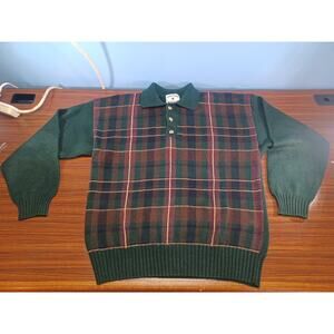 Country Classics Plaid Pullover Sweater Size Large Green Multicolor